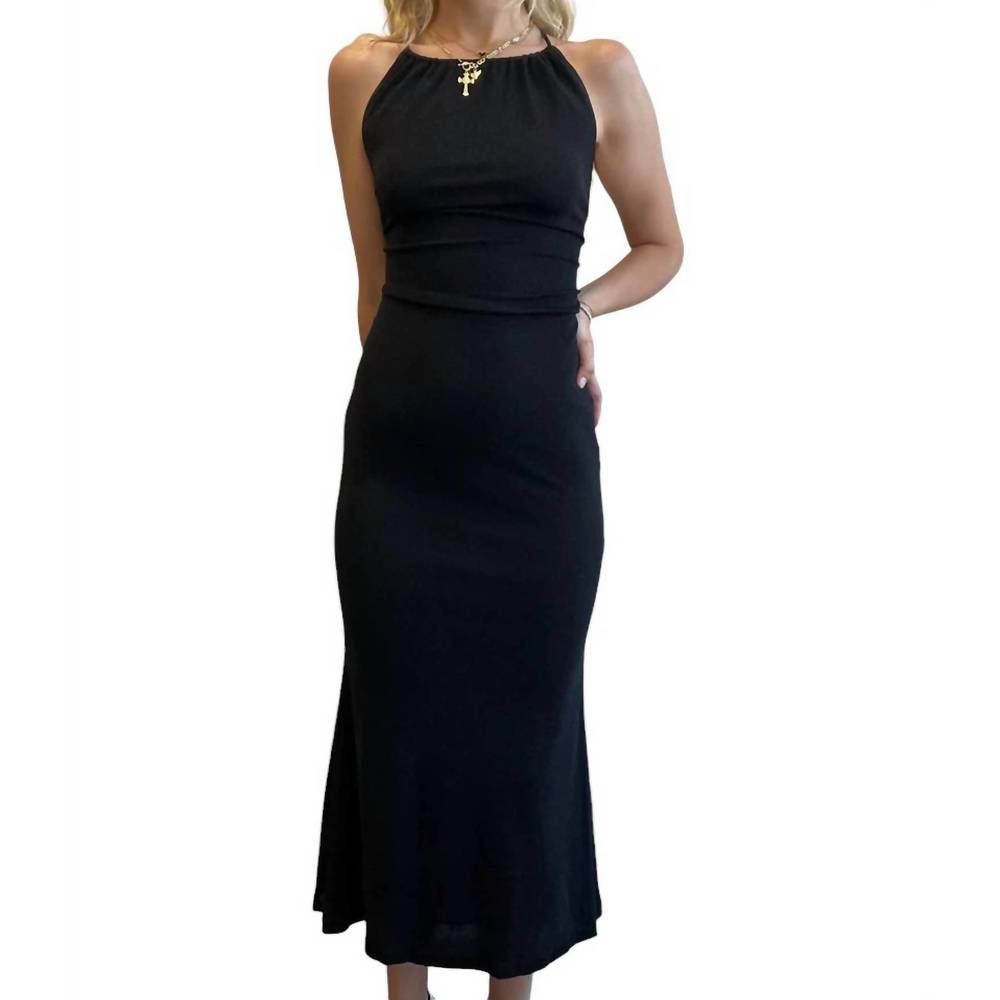 NEW ENDLESS BLU. long dress with open back in black